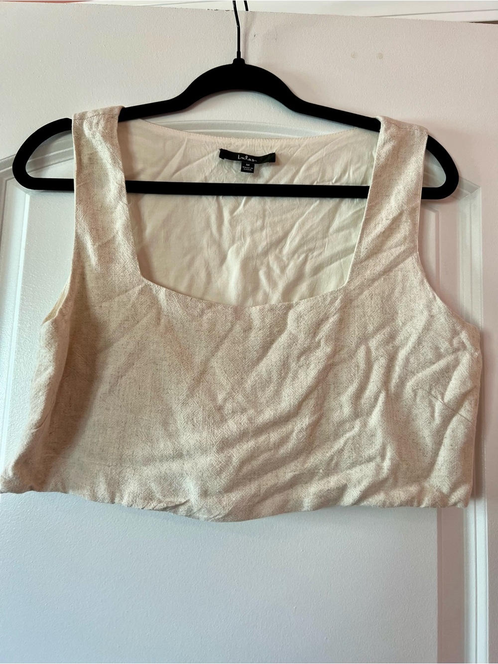 Lulu's Cream Sleeveless Square Neck Crop Top